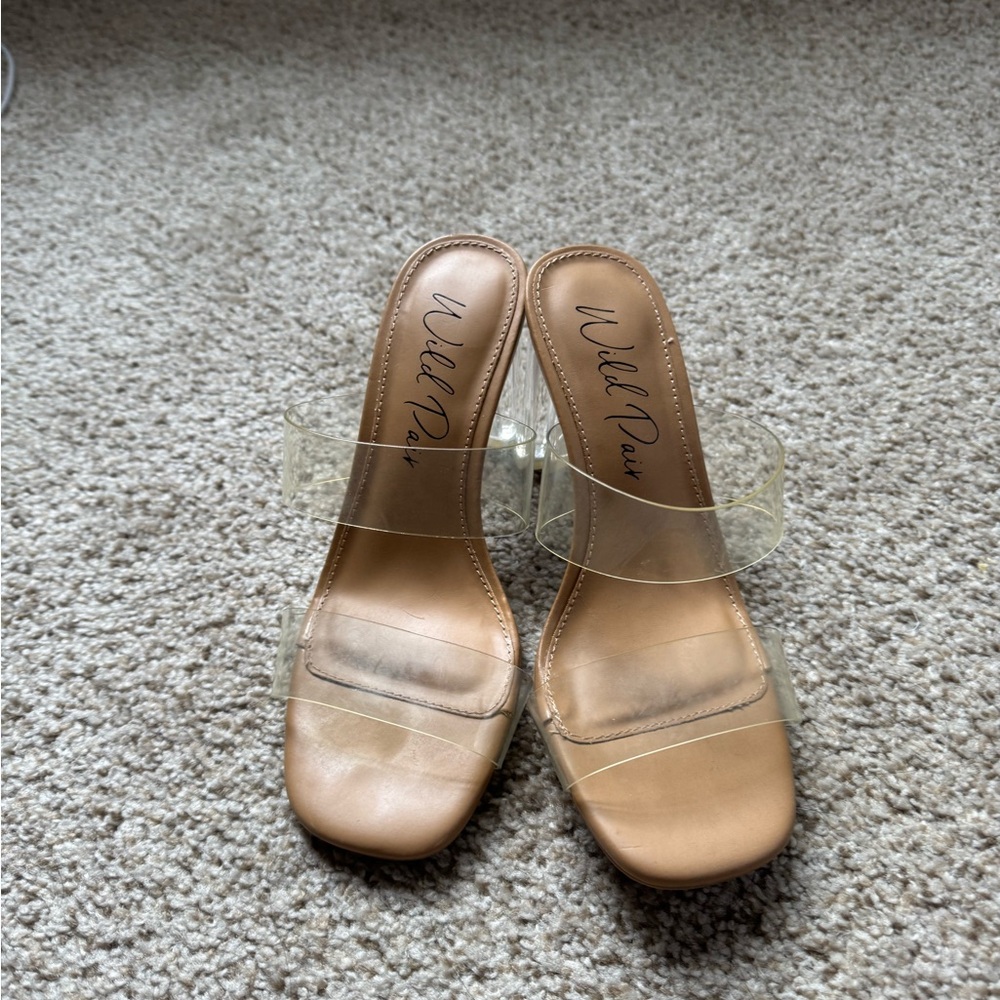 Wild Pair Tan Clear Strap Women's Shoes
